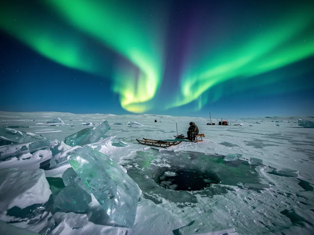 Aurora Borealis Fishing Night