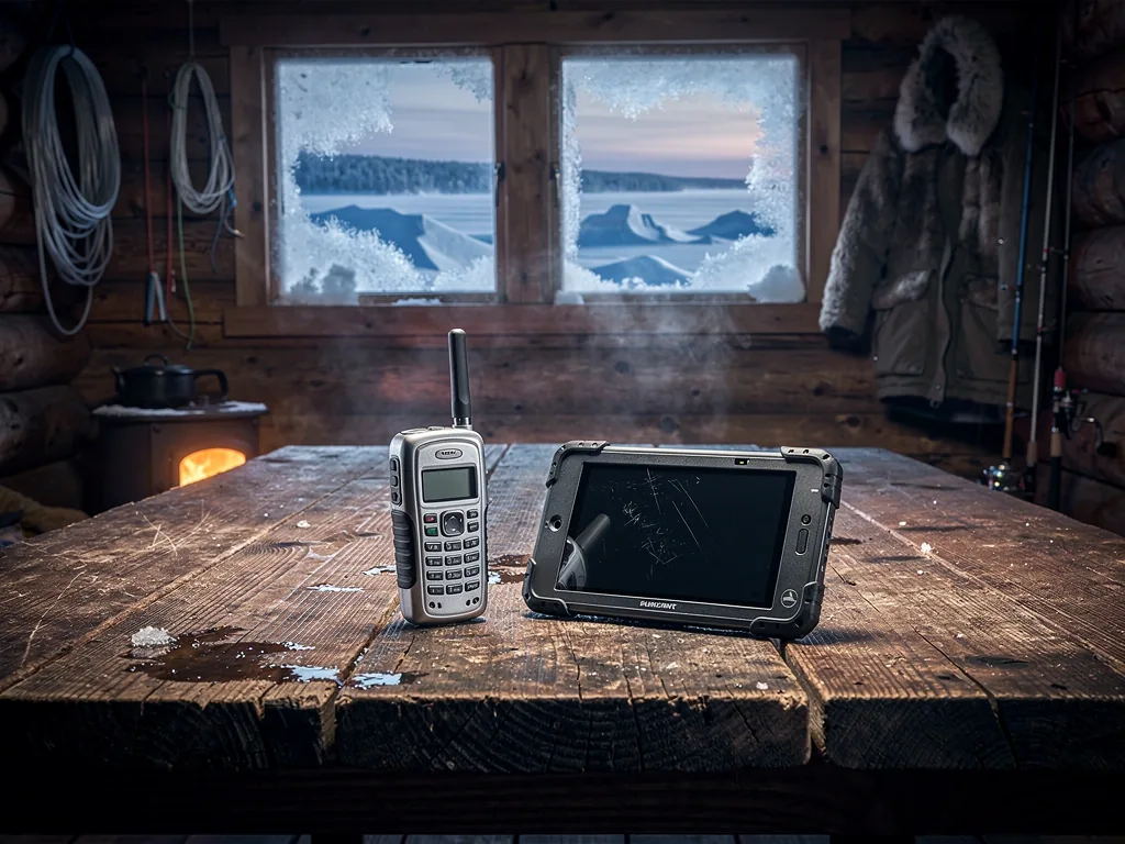 Arctic fishing equipment in sub-zero conditions